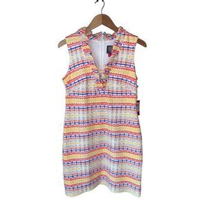 Vince Camuto Bullet Shift Ruffled V-neck Mini Dress